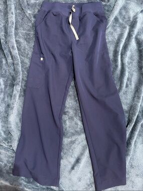 Figs Women's Navy Wide Leg Drawstring Scrub Pants